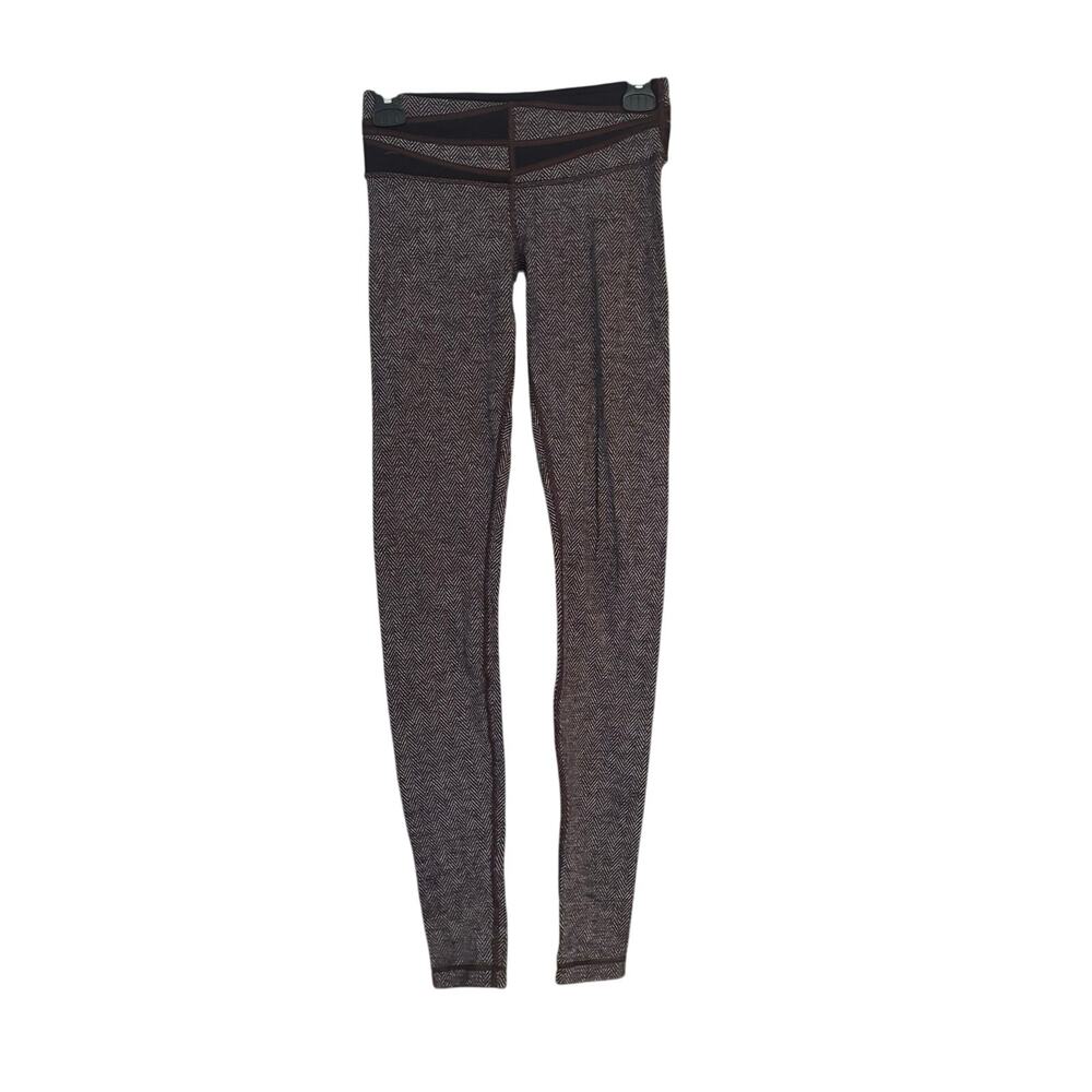 Lululemon Wunder Under Pant 4 Luon Giant Herringbone Black Heathered Activewear